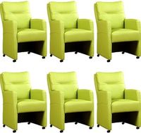 Set van 6 Felgroene leren landelijke eetkamerfauteuils Sharp - Toledo Leer Lime (felgroen leer) - thumbnail