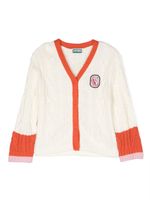 Kenzo Kids cardigan en maille torsadée à patch logo - Tons neutres - thumbnail