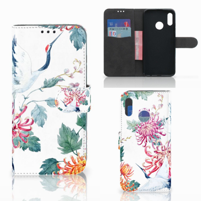 Honor 10 Lite Telefoonhoesje met Pasjes Bird Flowers Honor 10 Lite Telefoonhoesje met Pasjes Bird Flowers