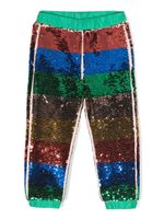 Stella McCartney Kids pantalon de jogging rayé à sequins - Bleu