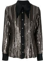 Almaz chemise boutonnée à sequins brodés - Noir - thumbnail