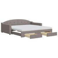 vidaXL Slaapbank met onderschuifbed en lades 100x200 cm stof taupe
