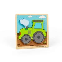 Bigjigs Toys Chunky Lift-Out Tractor Puzzel - 5 stuks houten decoupeerzaag voor baby's en peuters, kinderpuzzels, milieuvriendelijke kinderpuzzels, leeftijd 12 maanden +