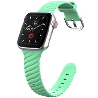 By Qubix - Siliconen 'Twist' bandje - Zee groen - Compatible met Apple Watch 44mm / 45mm / 46mm / 49mm - Compatible Apple watch bandjes