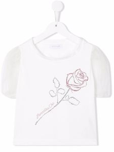 Monnalisa t-shirt à fleurs - Blanc