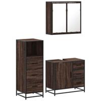 vidaXL 3-delige Badkamermeubelset bewerkt hout bruin eikenkleur, badkamerkast, toiletopbergkast, badkamerkast, badkameropbergkast, badkast