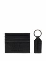 Emporio Armani ensemble porte-cartes et porte-clés en cuir à logo embossé - Noir