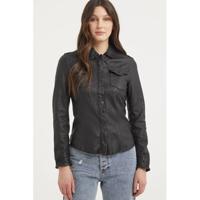 Goosecraft leren blouse zwart