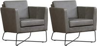 Set van 2 Grijze leren moderne design fauteuils Crossover - Rancho Leer Steel (grijs leer) - thumbnail