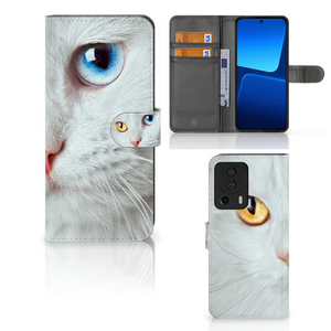 Xiaomi 13 Lite Telefoonhoesje met Pasjes Witte Kat