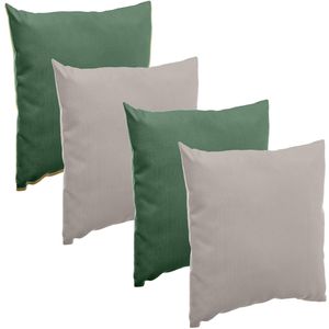 Bank/sier/tuin kussens voor binnen/buiten set 4x stuks emerald groen/taupe 40 x 40 cm