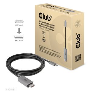 CLUB3D USB Gen2 Type-C to HDMI 4K120Hz 8K60Hz HDR10 with DSC1.2 Active Cable M/M 3m