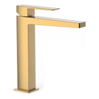 Wastafelkraan Tres Slim | Opbouw | Mengkraan | Hoog model | 1-hendel | Vierkant | 24k Goud mat - thumbnail