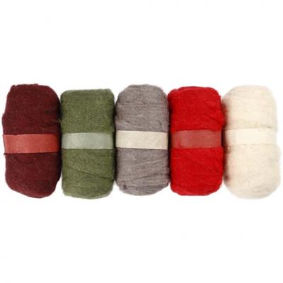 Creotime gekaarde wol 100 gram rood/ groen 5 stuks