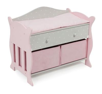 Poppencommode met opbergruimte - Puntos Grijs Poppencommode met opbergruimte - Puntos Grijs