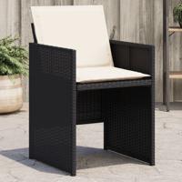 Tuinstoelen 4 st met kussens poly rattan zwart - thumbnail