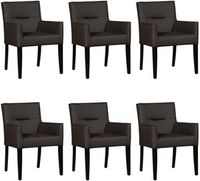 Set van 6 Donkerbruine leren landelijke eetkamerstoelen Look - Hermes Leer Caffe (donkerbruin leer) - thumbnail