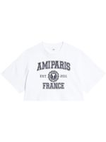 AMI Paris t-shirt crop à logo imprimé - Blanc