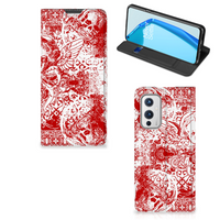 Mobiel BookCase OnePlus 9 Angel Skull Rood