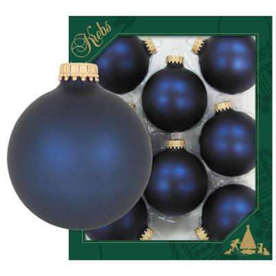 8x Donkerblauwe matte kerstballen van glas 7 cm - Kerstbal 8x Donkerblauwe matte kerstballen van glas 7 cm - Kerstbal
