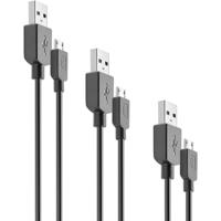 cellularline Multipack oplaadkabelset in 3 verschillende lengtes: 15 cm, ideaal voor powerbank en laptop; de standaardlengte van 120 cm; 200 cm voor stopcontacten op afstand