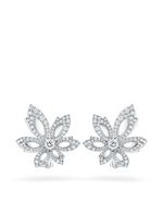 David Morris boucles d'oreilles Single Flower Palm en or blanc 18ct ornées de diamants - Argent