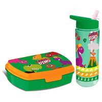 Crazy Dino lunchbox set voor kinderen - 2-delig - groen - kunststof - thumbnail