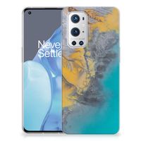 OnePlus 9 Pro TPU Siliconen Hoesje Marble Blue Gold - thumbnail