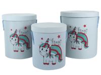 Leuke Set van 3 Was- en Opbergmanden - 73L / 55L / 34L - Blauw - Unicorn - Wasmand - Opbergmand - Polyester - Design