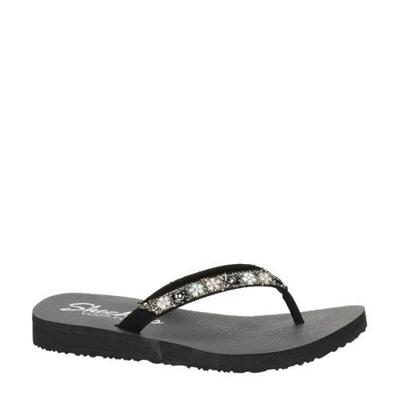 Skechers Cali Meditation teenslippers met sierstenen zwart Skechers Cali Meditation teenslippers met sierstenen zwart