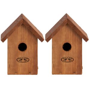 2x stuks vogelhuisje/nestkastje winterkoning Douglas hout 19.8 cm