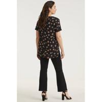 Simply Be top met all over print zwart/zand/oranje