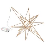 Verlichte kunststof kerstster lamp goud met warm witte verlichting inclusief timer 36 cm