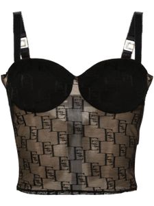 Elisabetta Franchi haut bustier à logo brodé - Noir