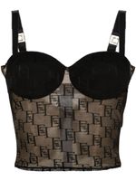 Elisabetta Franchi haut bustier à logo brodé - Noir - thumbnail