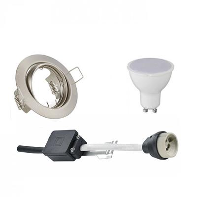 LED Spot Set - Trion - GU10 Fitting - Inbouw Rond - Mat Nikkel - 4W - Warm Wit 3000K - Kantelbaar Ø83mm LED Spot Set - Trion - GU10 Fitting - Inbouw Rond - Mat Nikkel - 4W - Warm Wit 3000K - Kantelbaar Ø83mm