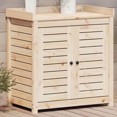 VidaXL Oppottafel met schappen 82,5x50x86,5 cm massief grenenhout