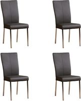 Set van 4 Donkergrijze leren moderne eetkamerstoelen Daily - poot vierkant rvs - Toledo Leer Antracite (donkergrijs leer)