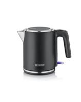 SEVERIN WK 9555 Elektrische waterkoker 1 liter, met waterniveau-indicator, kalkfilter, XXL-opening, krachtig en compact, 100% BPA-vrij, 2.400 W, zwart-zilver/roestvrij staal