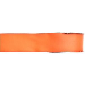 1x Oranje satijnlint rollen 1,5 cm x 25 meter cadeaulint verpakkingsmateriaal