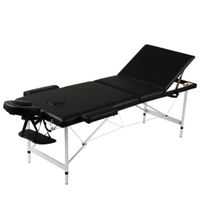 VidaXL Inklapbare massagetafel 3 zones met aluminium frame (zwart)