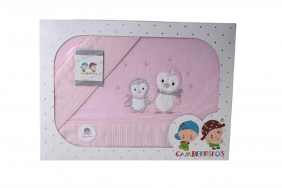 Gamberritos laken set pinguïn katoen klein roze 3-delig