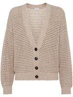 Brunello Cucinelli cardigan en maille ajourée à sequins - Tons neutres