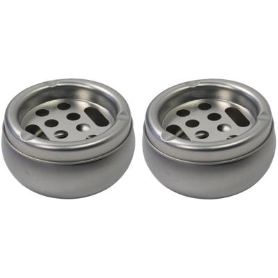 Asbak / terras asbak - 2x - van tin metaal - mat zilver - Dia 10 x H5 cm - asbakken
