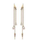 Yoko London boucles d'oreilles pendantes Trend en or jaune 18ct ornées de diamants et de perles