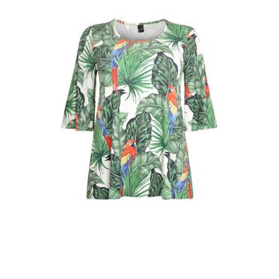Yoek tuniek PARROT met bladprint wit/groen/rood