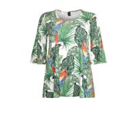 Yoek tuniek PARROT met bladprint wit/groen/rood