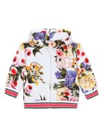 Dolce & Gabbana Kids veste fleurie à capuche - Blanc