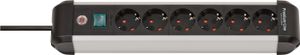 Brennenstuhl 1391030600 Alu-Line PDU | Stekkerdoos | 16A met 6x Type F Stopcontacten | Aan/uit Schakelaar | 3 meter