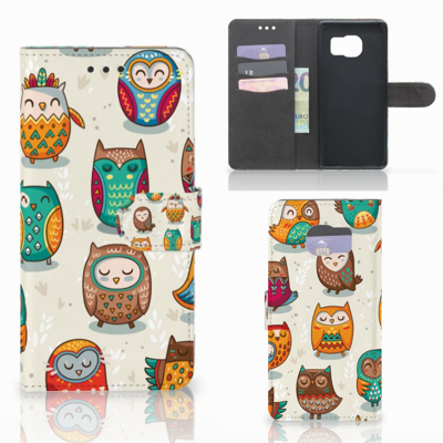 Samsung Galaxy S7 Edge Telefoonhoesje met Pasjes Vrolijke Uilen